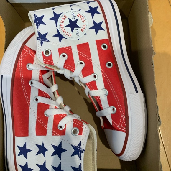‼️FIRM‼️ nib size 12 converse Chuck Taylor American flag stars stripes hi tops - Picture 7 of 8